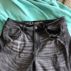 Love & Legend Wide Leg Crop Distressed Jean